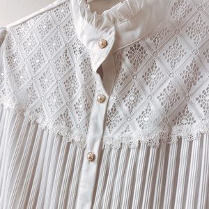 💐 SALE 💐 Victorian Lace Pearl Button Long Sleeve Dress Shirt